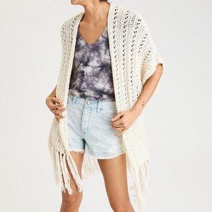 American Eagle Knit Open Stitch Fringe Cardigan